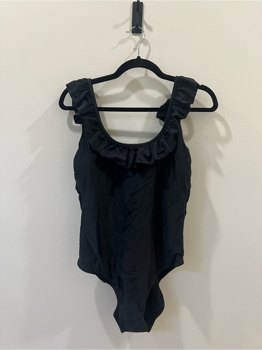 Ruffle-Trim Black One-Piece Swimsuit